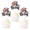 24 Pack American Football Oh Baby Cupcake Toppers - Black Glitter Rugby Picks for Sports Theme Baby Shower, Gender Reveal Party Cake Decor Supplies
